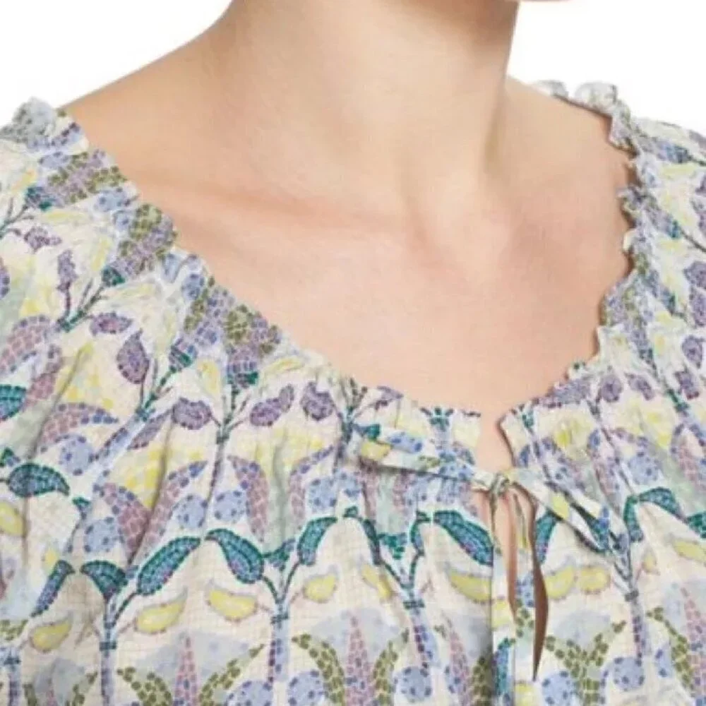 Tory Burch silk romper XS mosaic Provence Pompeii tassels